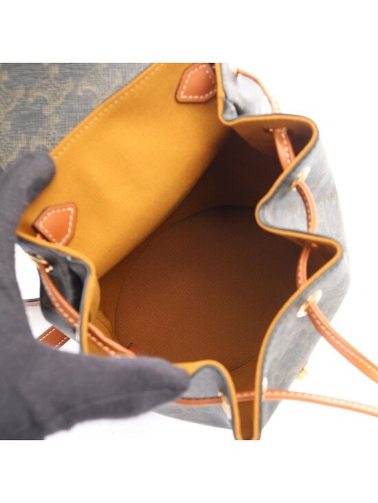 Celine Backpack Bonnie Trio Brown Canvas Leather main image 4